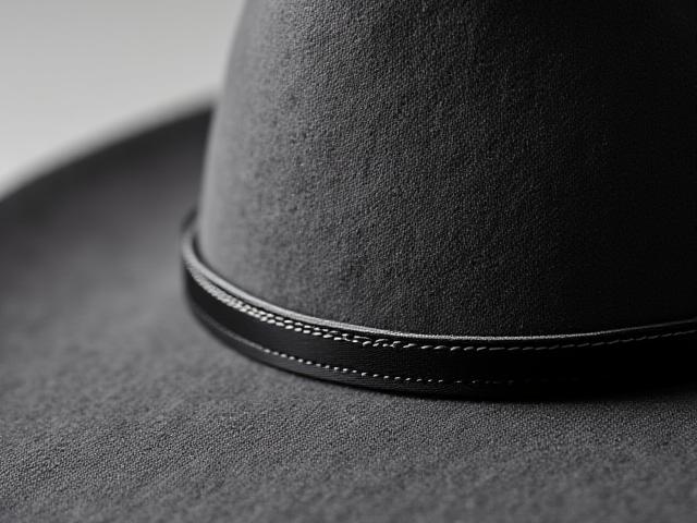 Detail of a premium leather hat band with minimalist hardware